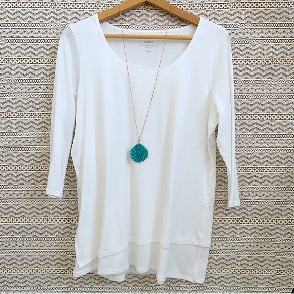 J JILL Crisp White Layered Blouse ⭐️ BEAUTIFUL - Picture 2 of 10